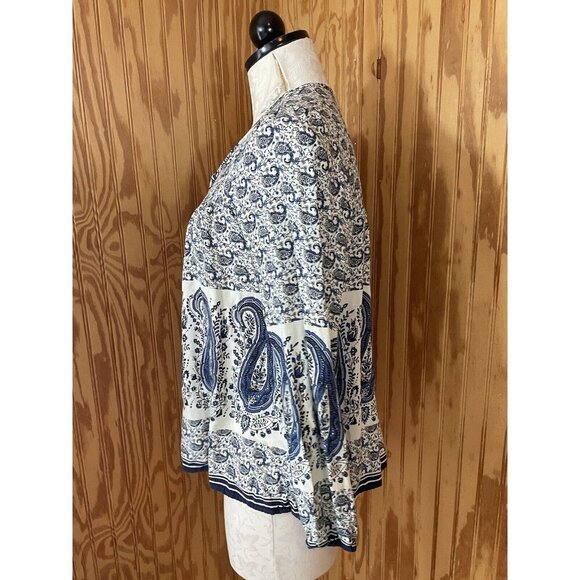 Wild Blue Sadie Robertson Boho Peasant Top Size Small Blue V-Neck - Picture 5 of 9